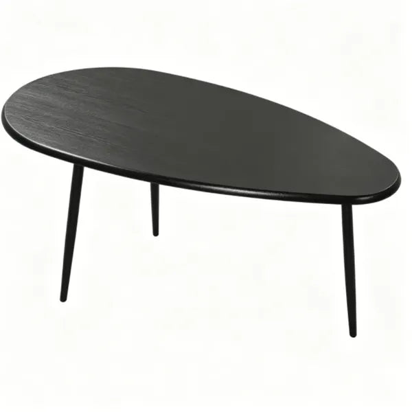 Black Stylish Irregular Shape Coffee Table, Heavy-Duty Metal Base