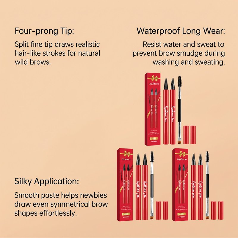 Longwear Silky Eyebrow Pencil Set for Precise Natural Look - Multiple Colors