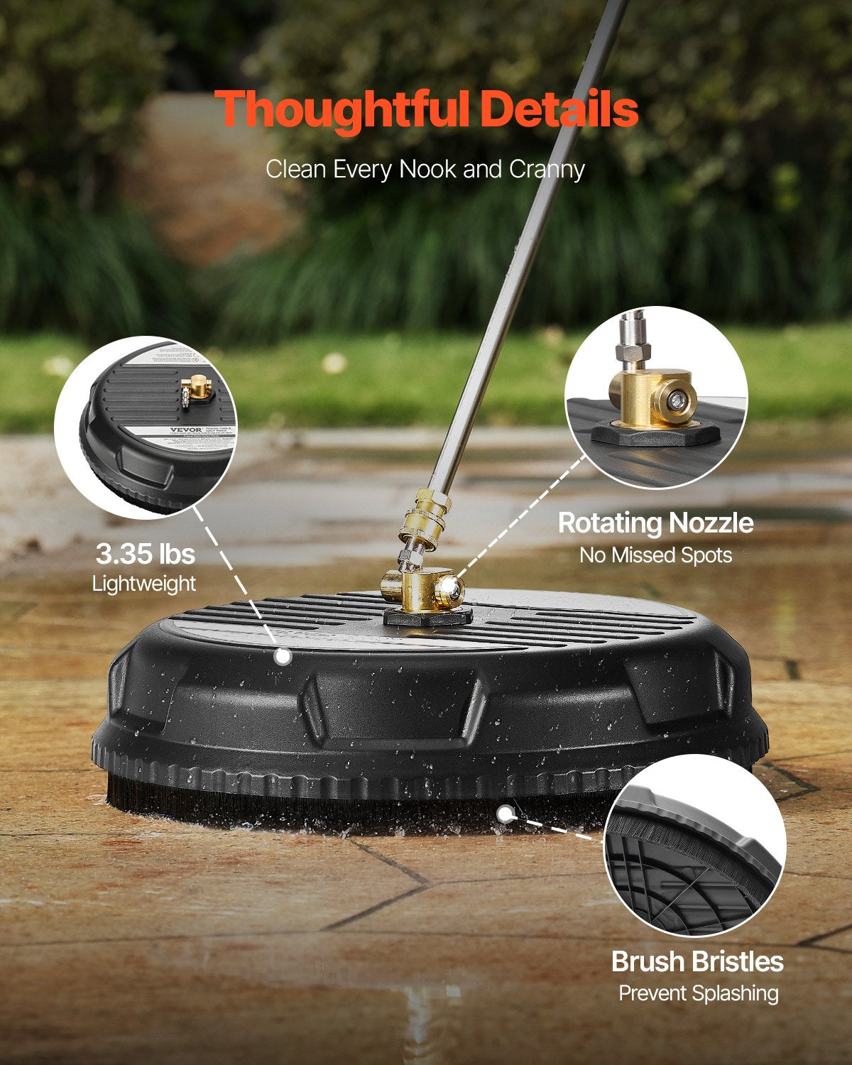 15-Inch Pressure Washer Surface Cleaner 3000 Max PSI with Dual Rotating Nozzles