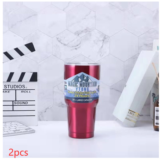 Large Capacity Stainless Steel Travel Insulated Car Mug with Straw & Brush