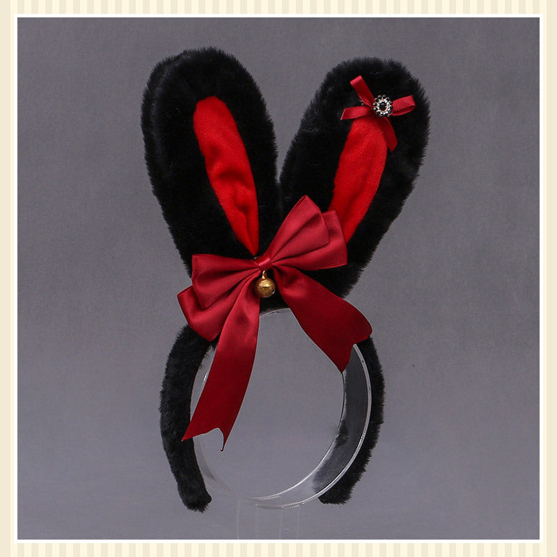 Animal Ears Headband with Bowknot Plush Rabbit Design for Cosplay & Fashion
