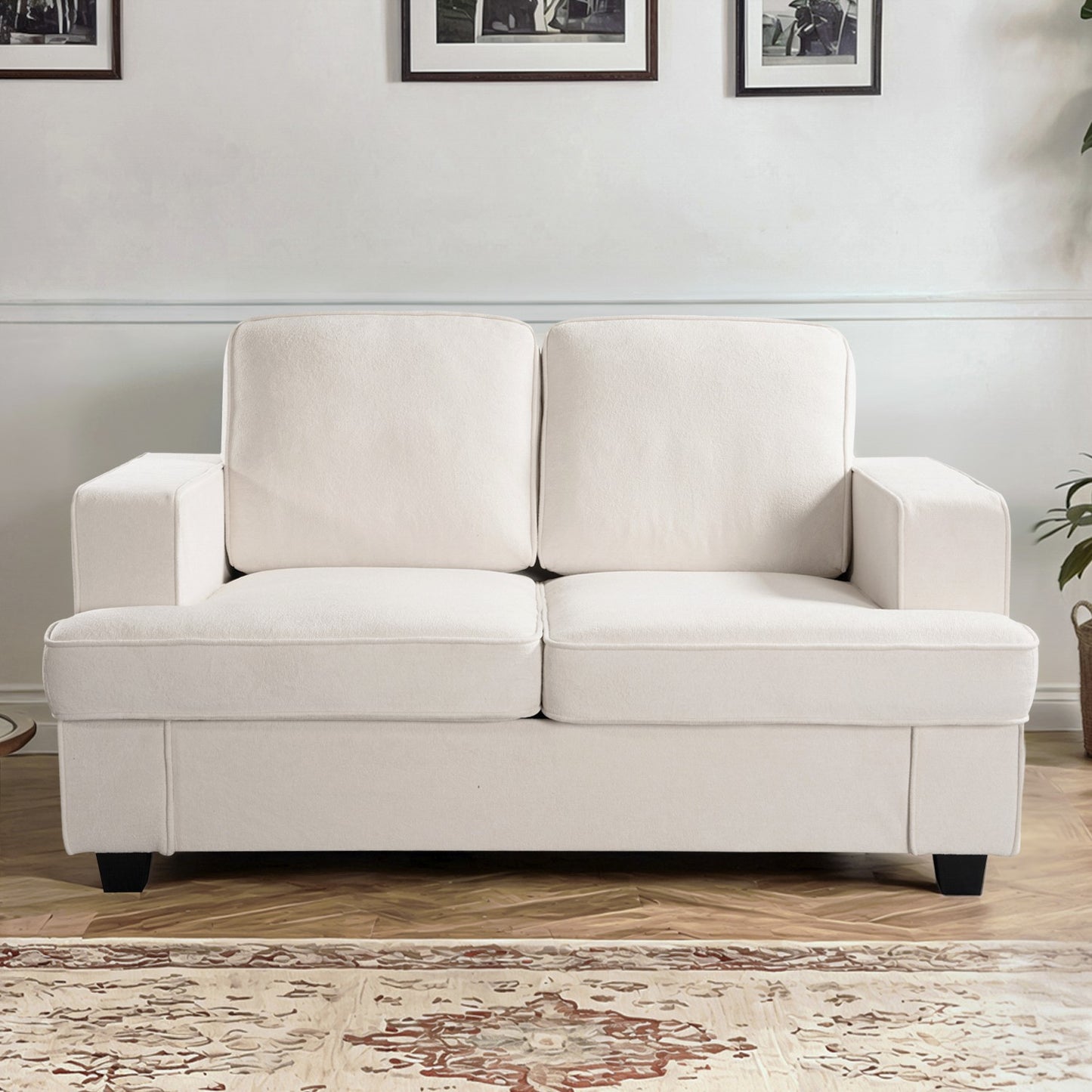 Modern Velvet Loveseat, Comfortable 2 Seater Couch With Deep Seating