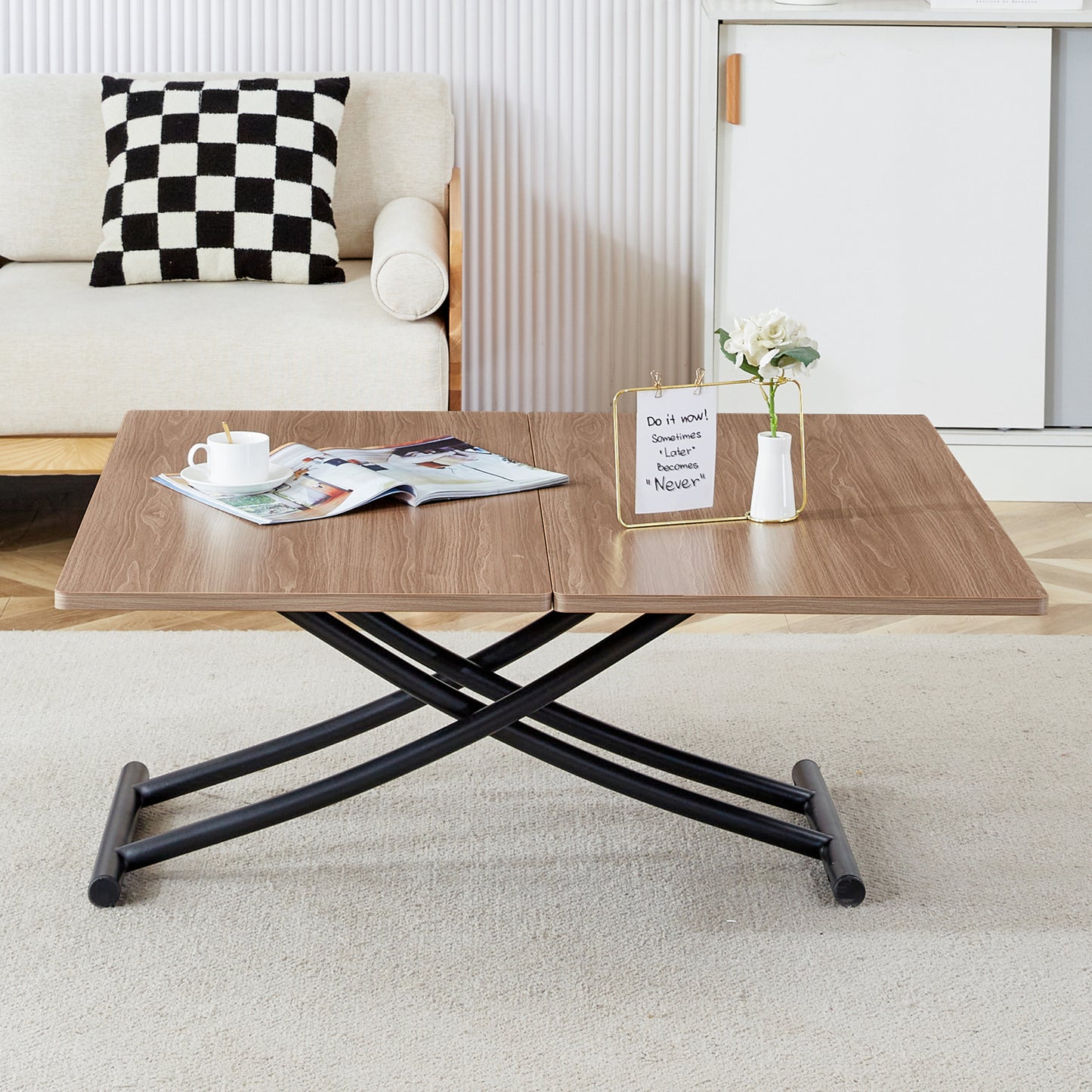 Modern Minimalist Multifunctional Lifting Table, With A 0.8-inch Wood