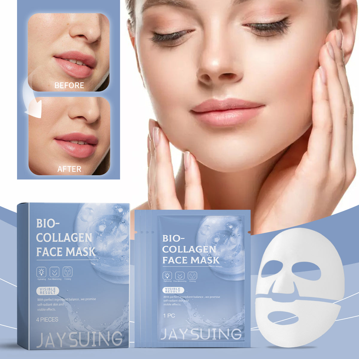 Collagen Moisturizing Facial Mask Boxed 4pcs 1 Box