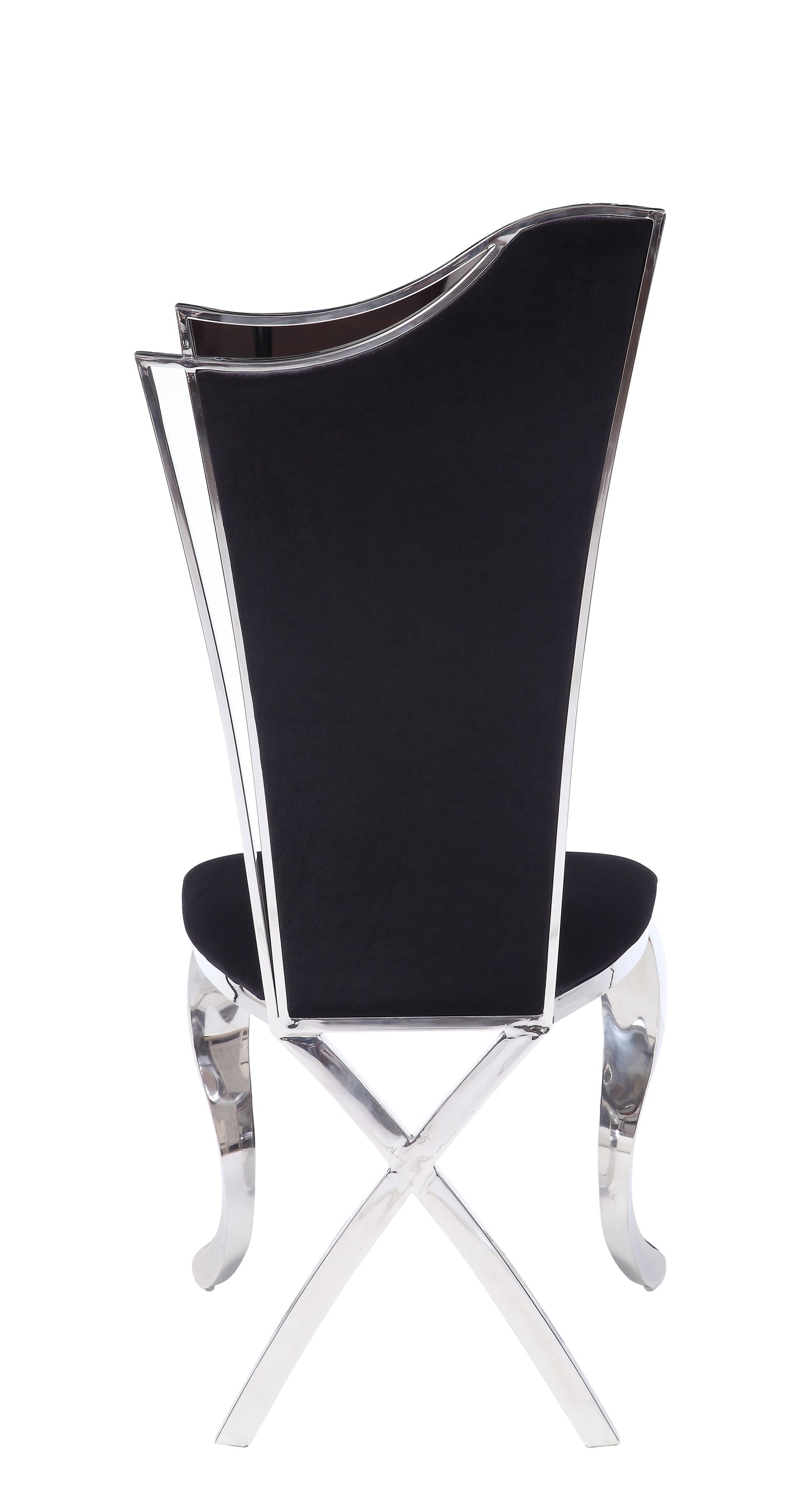 Black Fabric & Stainless Steel Side Chair Set of 2