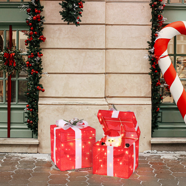 Motorized Pop-up Gift Box with 60 LED Lights - Christmas Decor