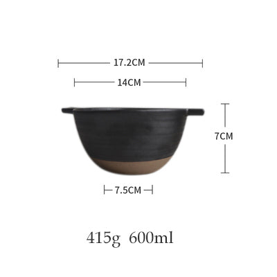 Japanese Stoneware Amphora Bowl - Vintage Ceramic Dinnerware, 6 Inch