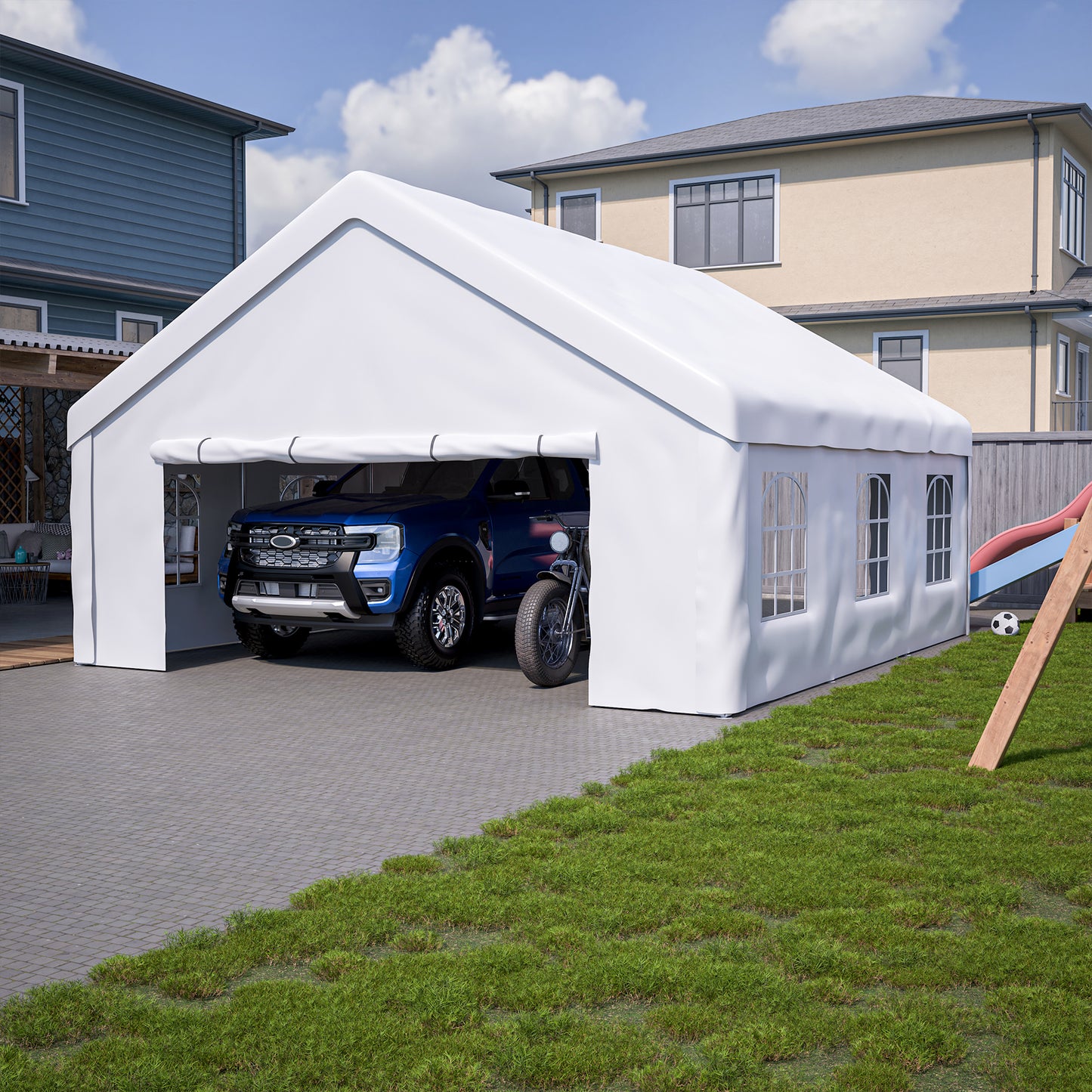 20x20 FT Outdoor Event Shelter with Detachable Sides - White