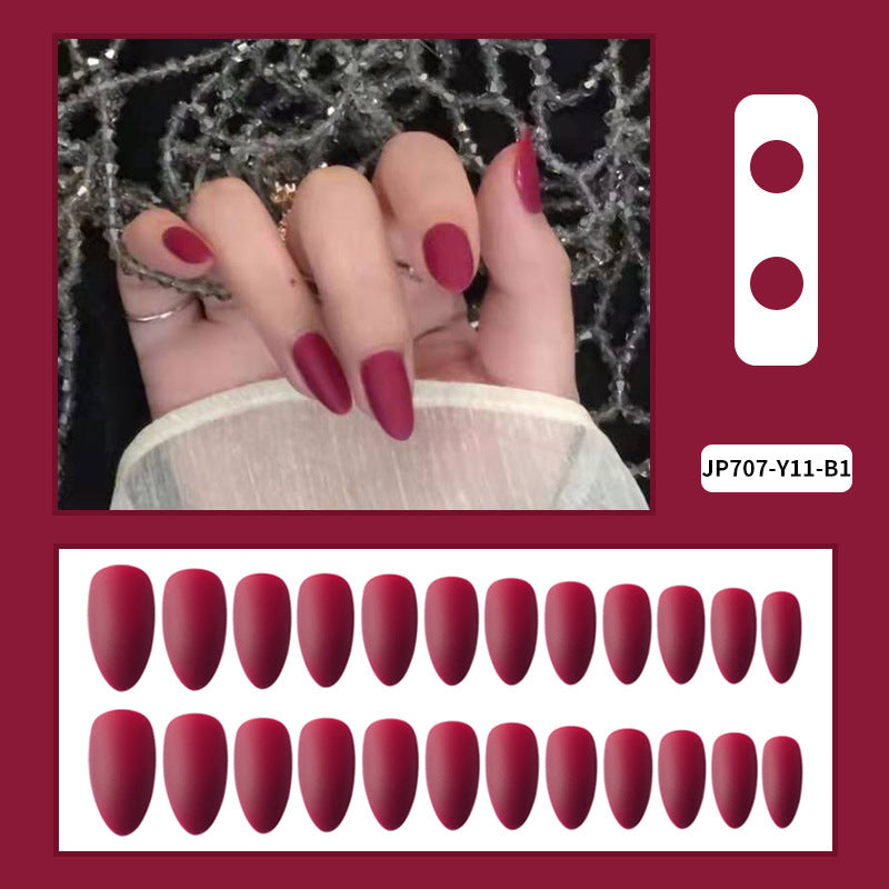 Women’s Solid Color Frosted Matte False Nails with Starry Sky Design