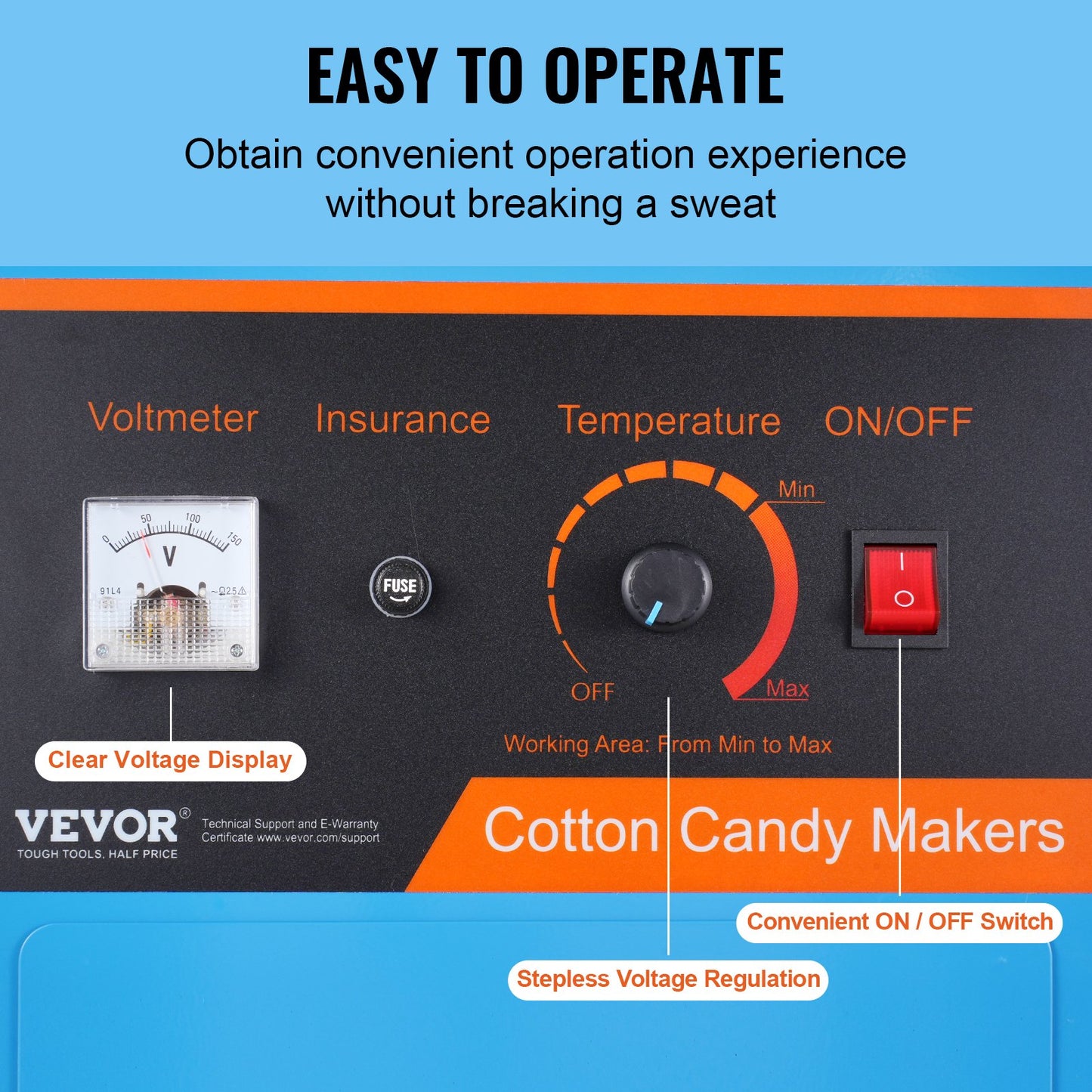 Electric Cotton Candy Machine 1000W Commercial Snow Floss Maker Blue