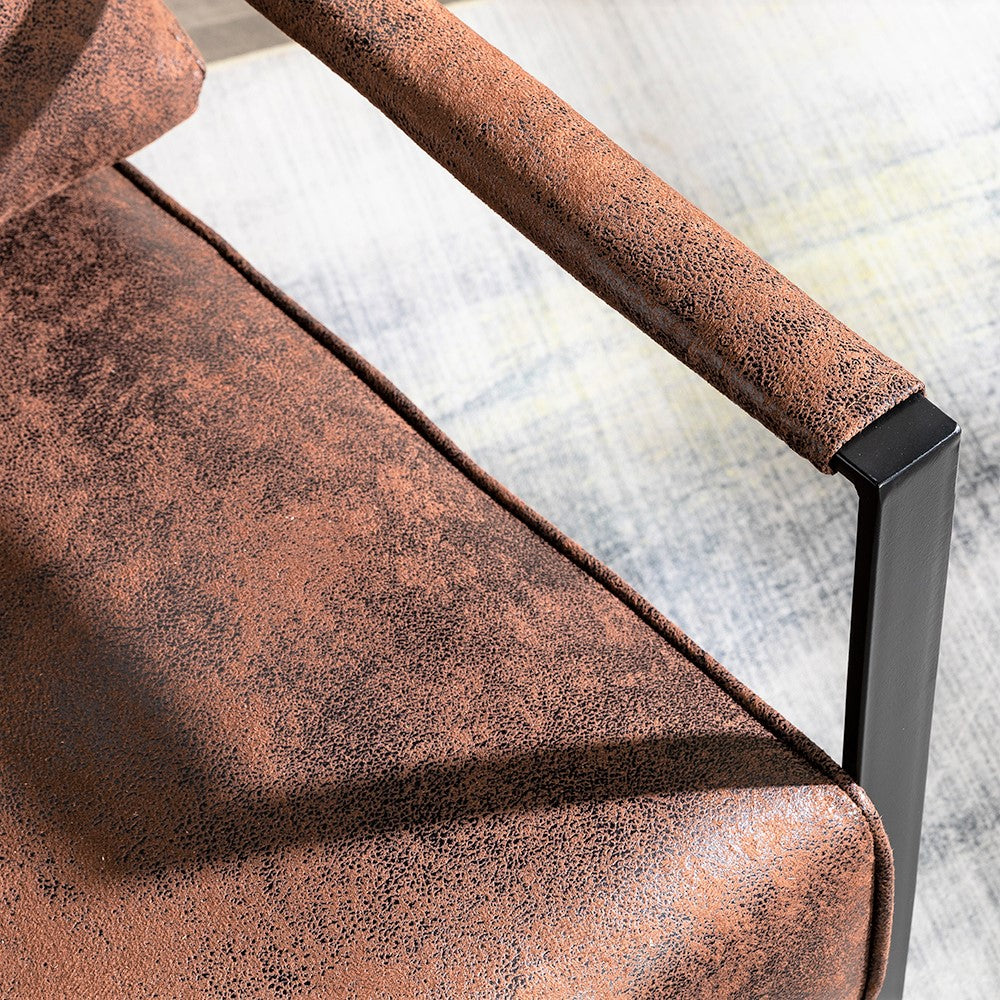 Classic Mid Century Modern Accent Chair With Durable Square Metal