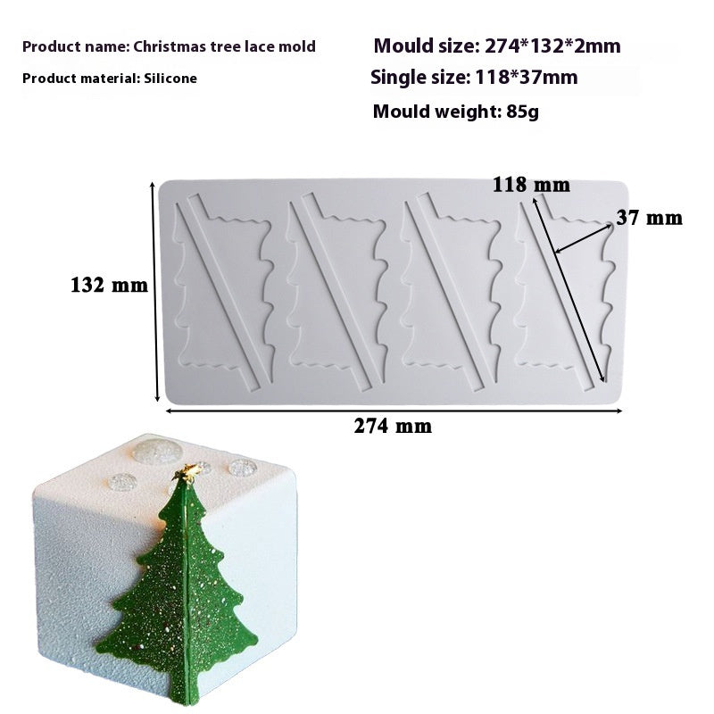 Christmas Tree Decoration Silicone Mold for Cake and Candy - Hollow Chip Swing Plate