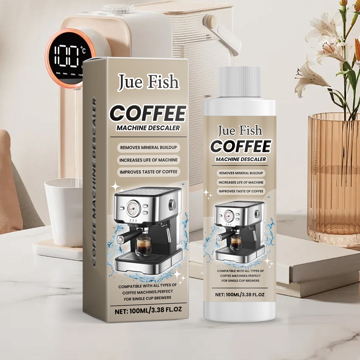 Coffee Machine Descaling Agent 100ml - Oil & Stain Removal, Odor Elimination