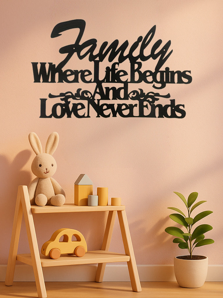 Vintage Metal Wall Sign - Where Life Begins, Love Never Ends