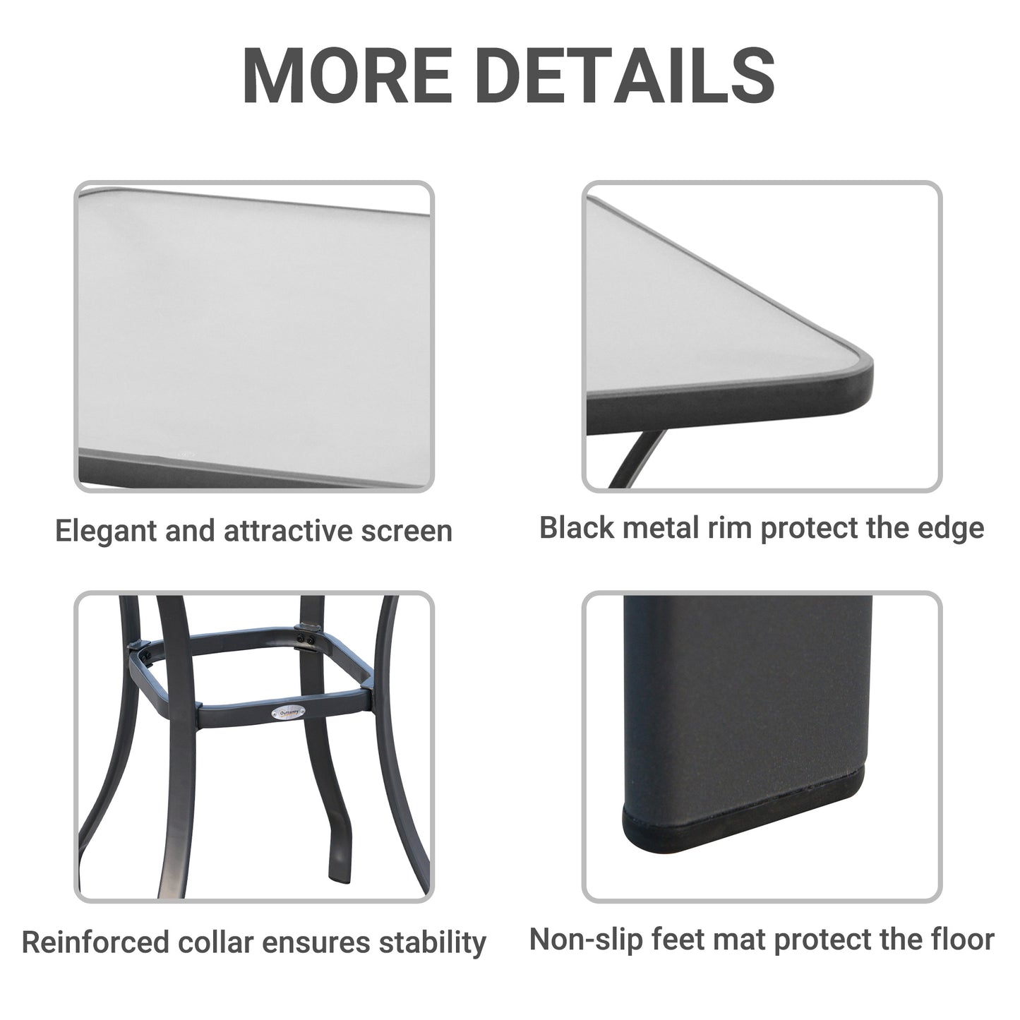 27" Square Bistro Table - Outdoor Dining with Tempered Glass Top