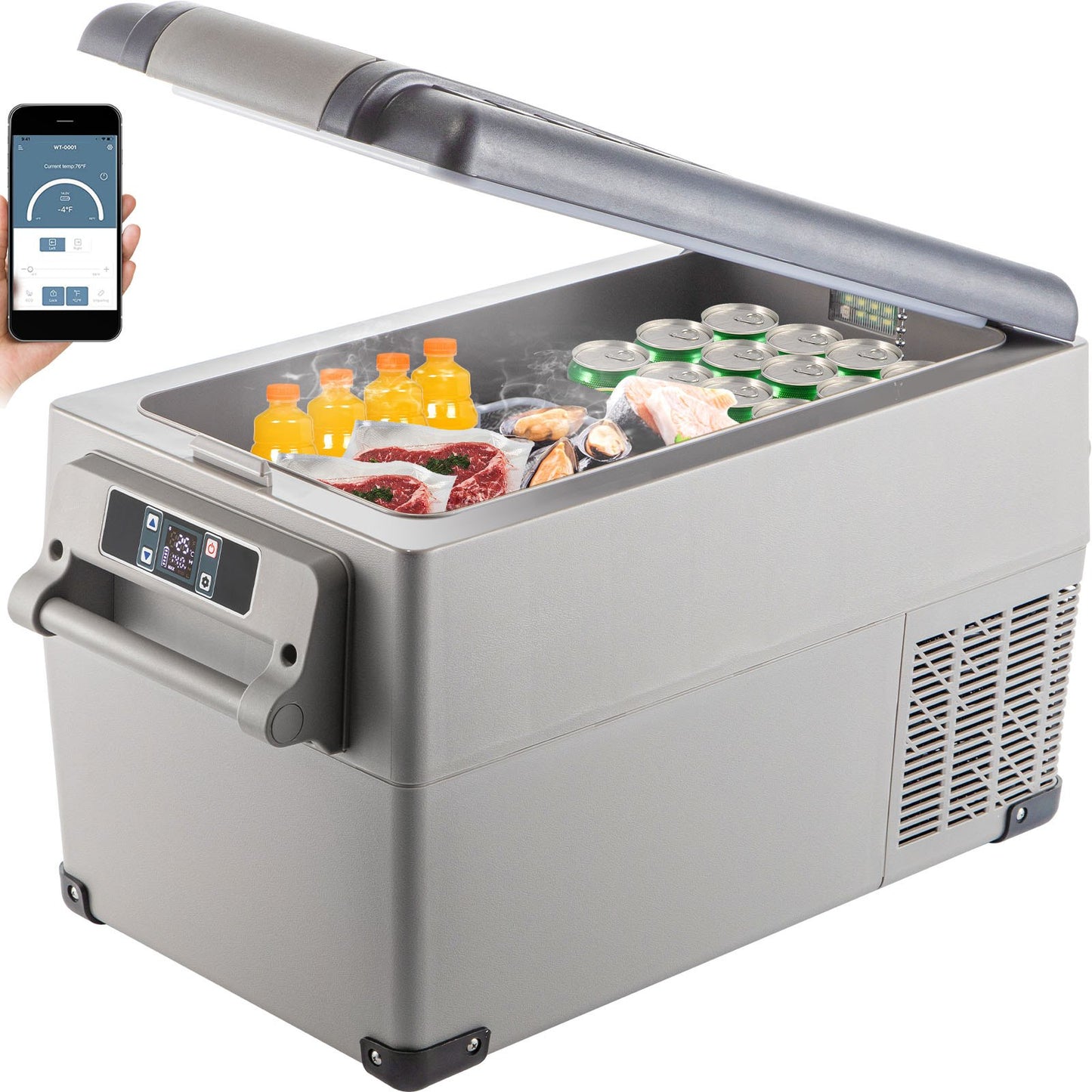 Portable Car Refrigerator 37 Quart with App Control - 12V/110V Dual Zone Cooler