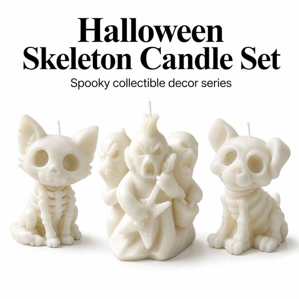 Skull Cat and Dog Aromatherapy Candles Spooky Rock N Roll Ghost Band Home Decor