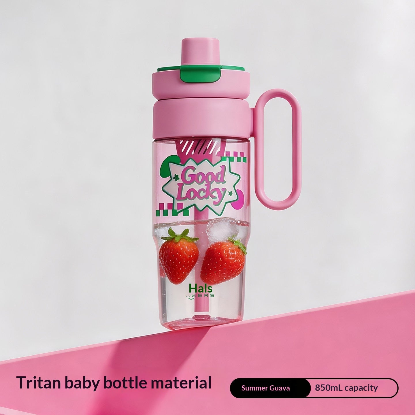 Large Capacity Reusable Water Bottle with Straw for Girls - 850ml