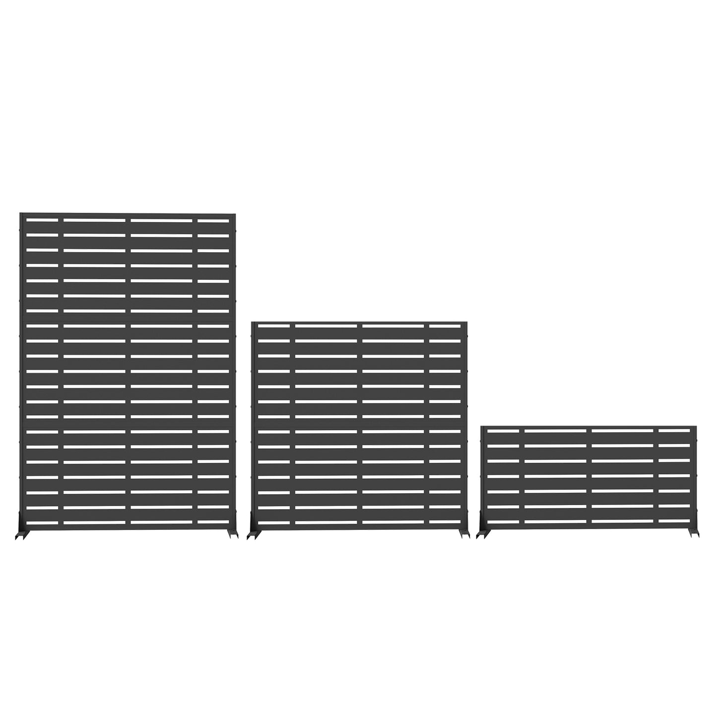 Outdoor Privacy Screen, Freestanding Patio Screen With Metal Frame &