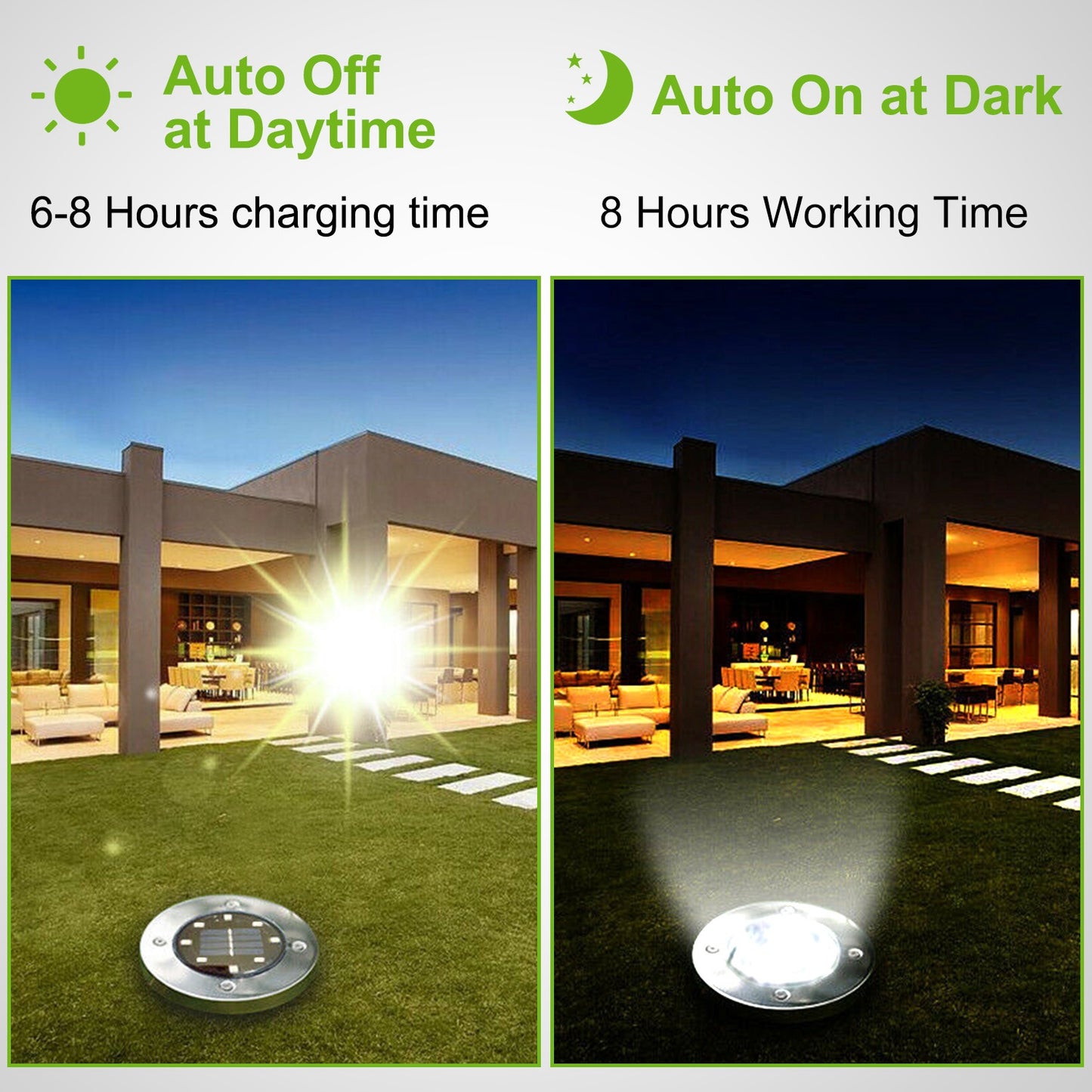 4-Pack Solar Ground Path Lights Waterproof Outdoor Lawn Driveway Lighting
