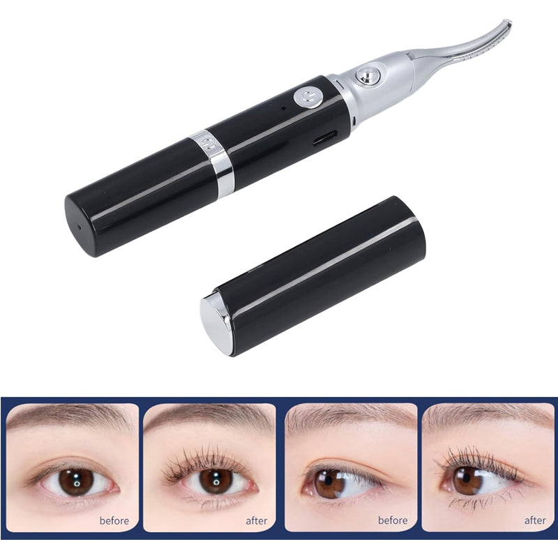 2-in-1 Electric Heated Eyelash Curler and Eyebrow Trimmer - Black