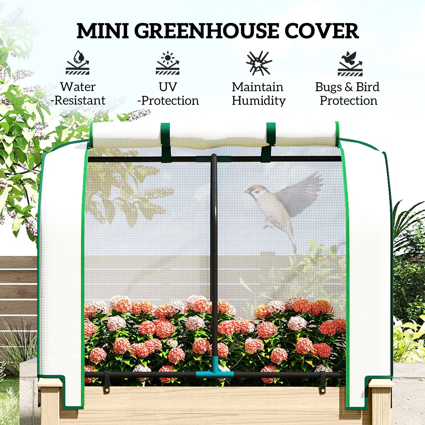 Outdoor Raised Garden Bed with PE Greenhouse Cover - 35x22x47 Inches