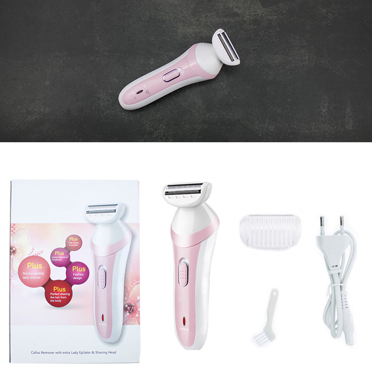 Rechargeable Electric Hair Trimmer for Women - Pink
