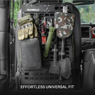 Dual-Tray Car Organizer with Rigid MOLLE Panel - Black
