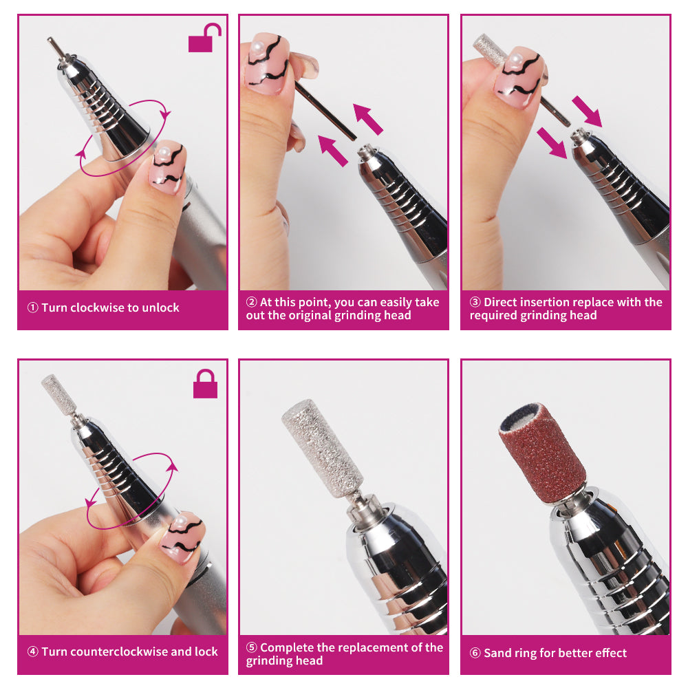 45000RPM Professional Electric Nail Drill Kit - Portable Rechargeable File