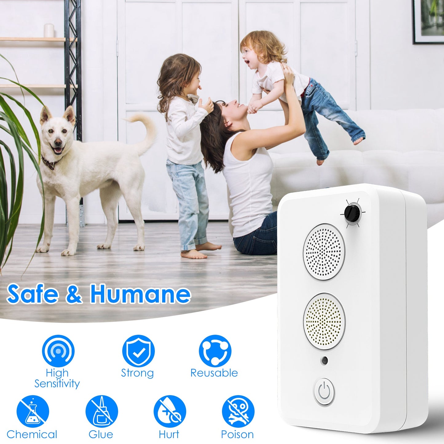 Rechargeable Ultrasonic Pest Repeller 2/4 Pack for Bats Mice Birds Indoor Outdoor