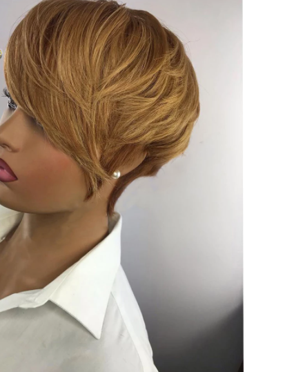Oblique Bangs Wigs - Mixed Color Short Fluffy Synthetic Hair for Styling