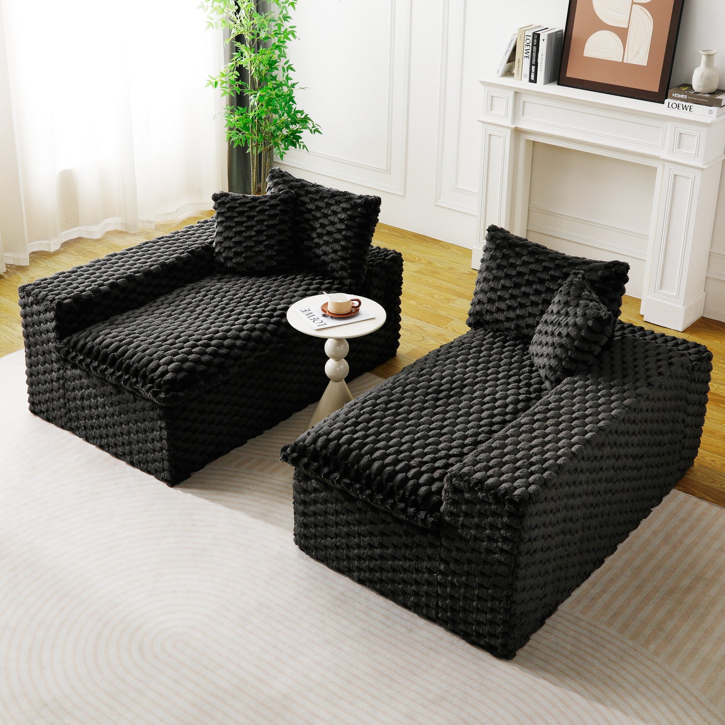 Luxury Black Velvet Multifunctional Sofa - 4 Seats, Arrangeable