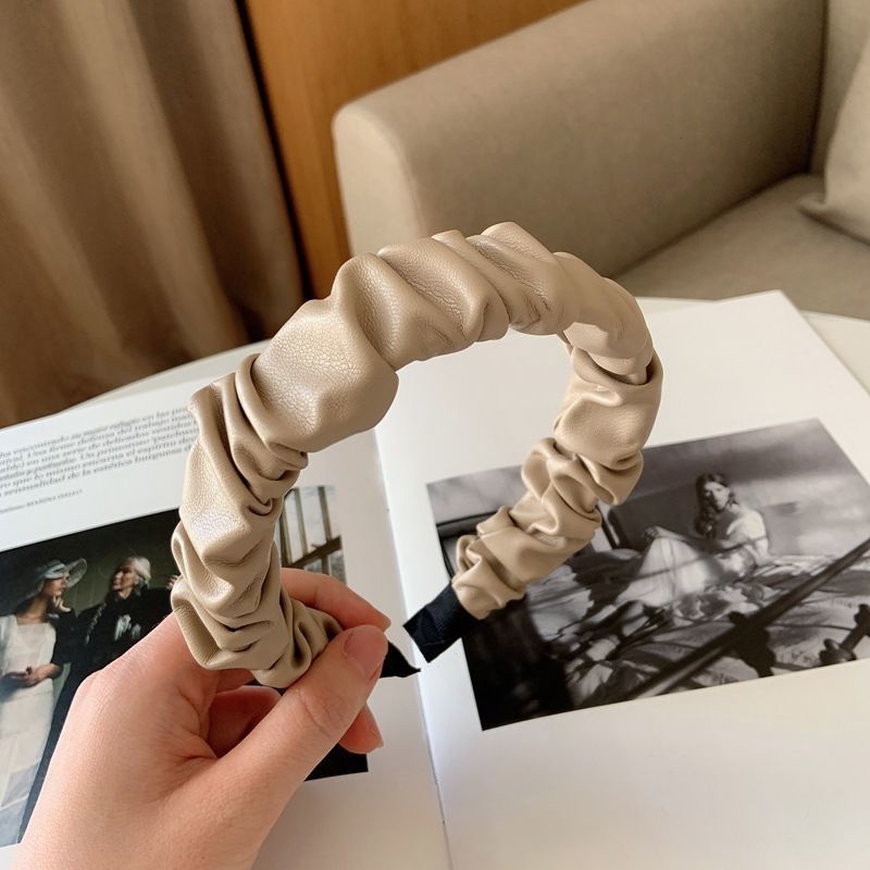 PU Leather Fold Hairpin Vintage Style Hair Band