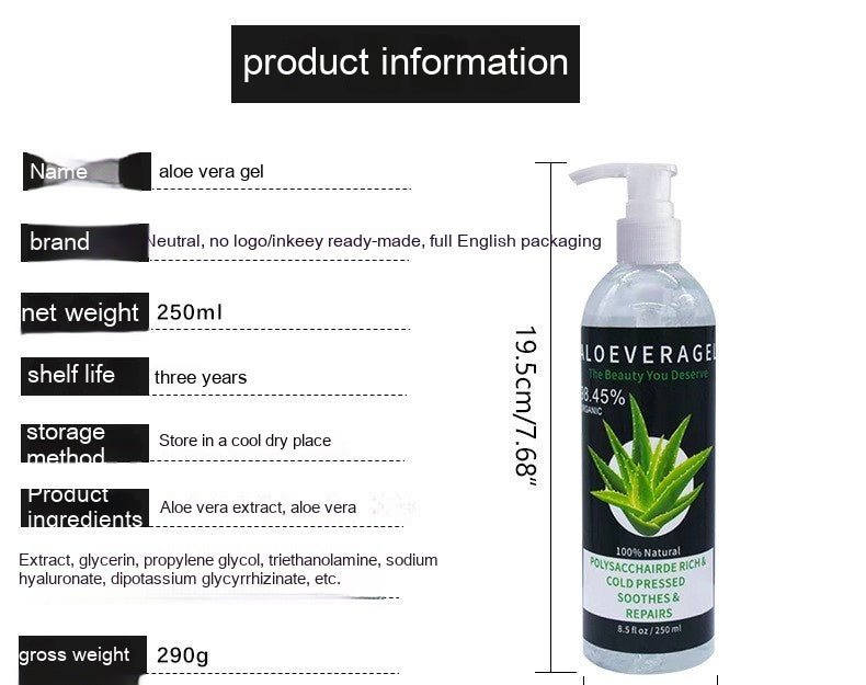 Aloe Vera Gel Moisturizer 250ml Hydrating Nourishing Skin Care
