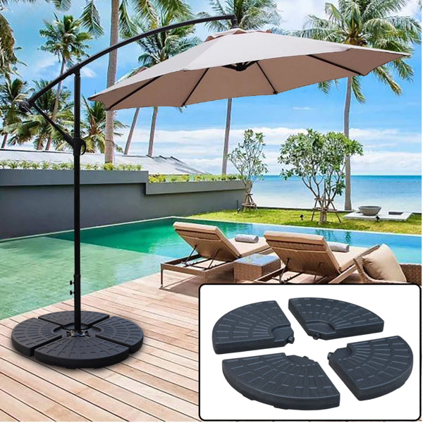 Weighted Cantilever Umbrella Base 145 Lbs Heavy-Duty Weather-Resistant Outdoor Patio