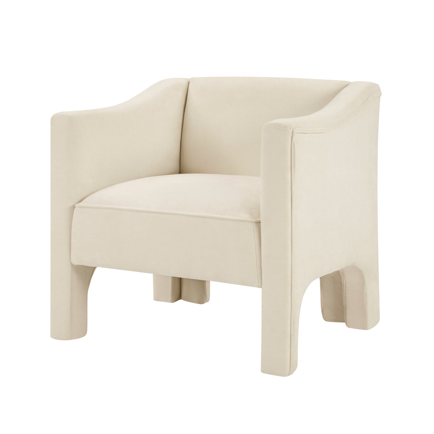Beige Upholstered Barrel Accent Chair for Living Room & Bedroom