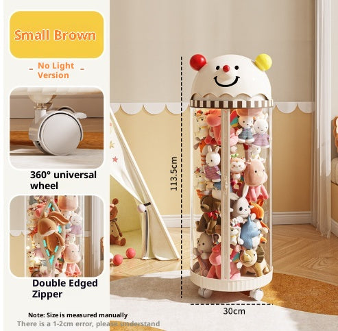 Kids Doll Storage Bucket with Zipper and Light Options - Plush Toy Organizer