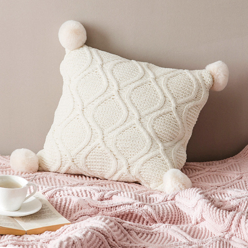 Wind Ball Girl Pillow Cover 45x45cm - Knitted Cushion for Living Room