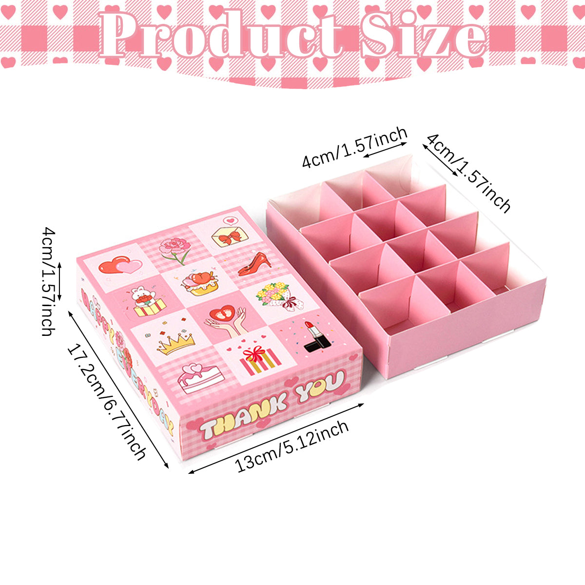 15-Pack Paper Bakery Gift Boxes with Dividers - Pink