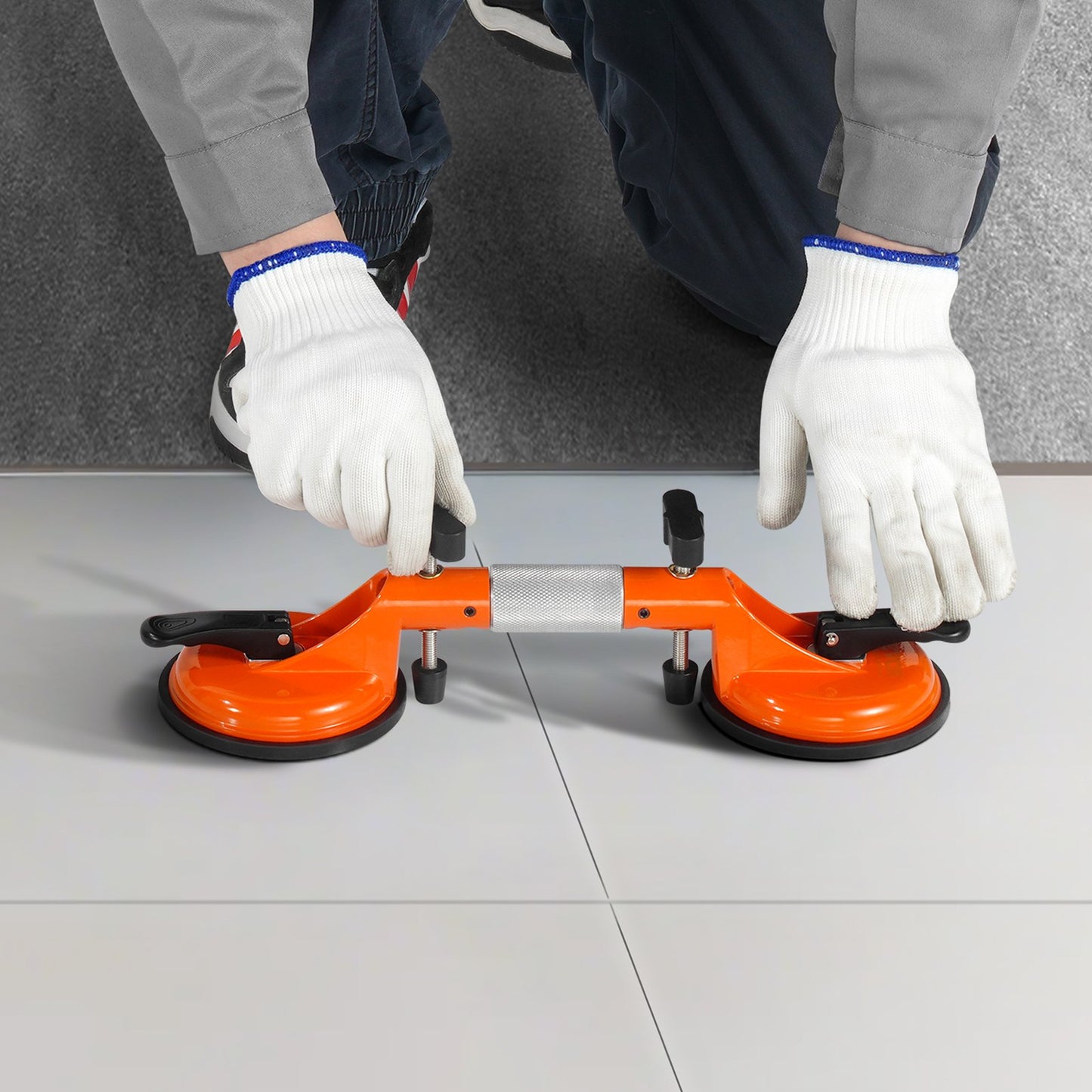 Seamless Seam Setter with Suction Cup for Tile & Glass Leveling - Orange