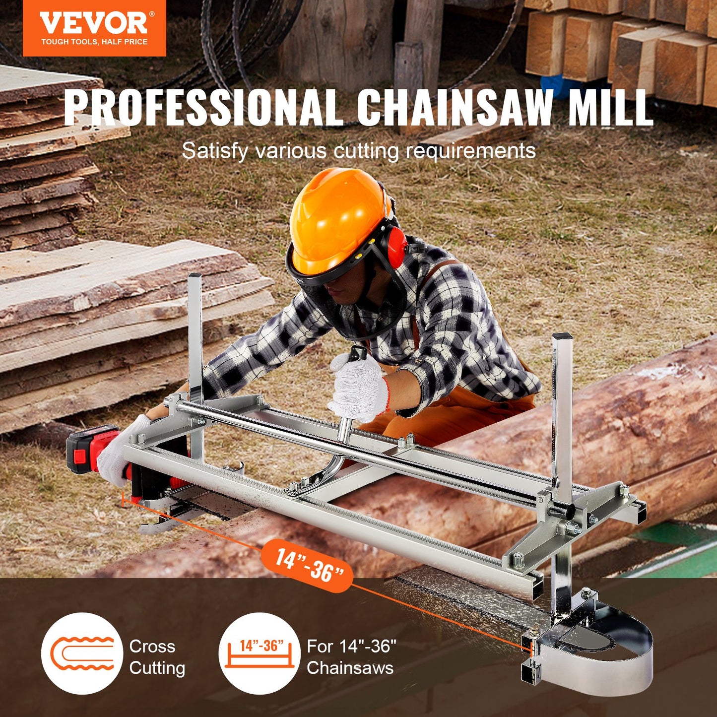 Portable Chainsaw Mill with Guide Bar 14-36 Inches for Woodworking