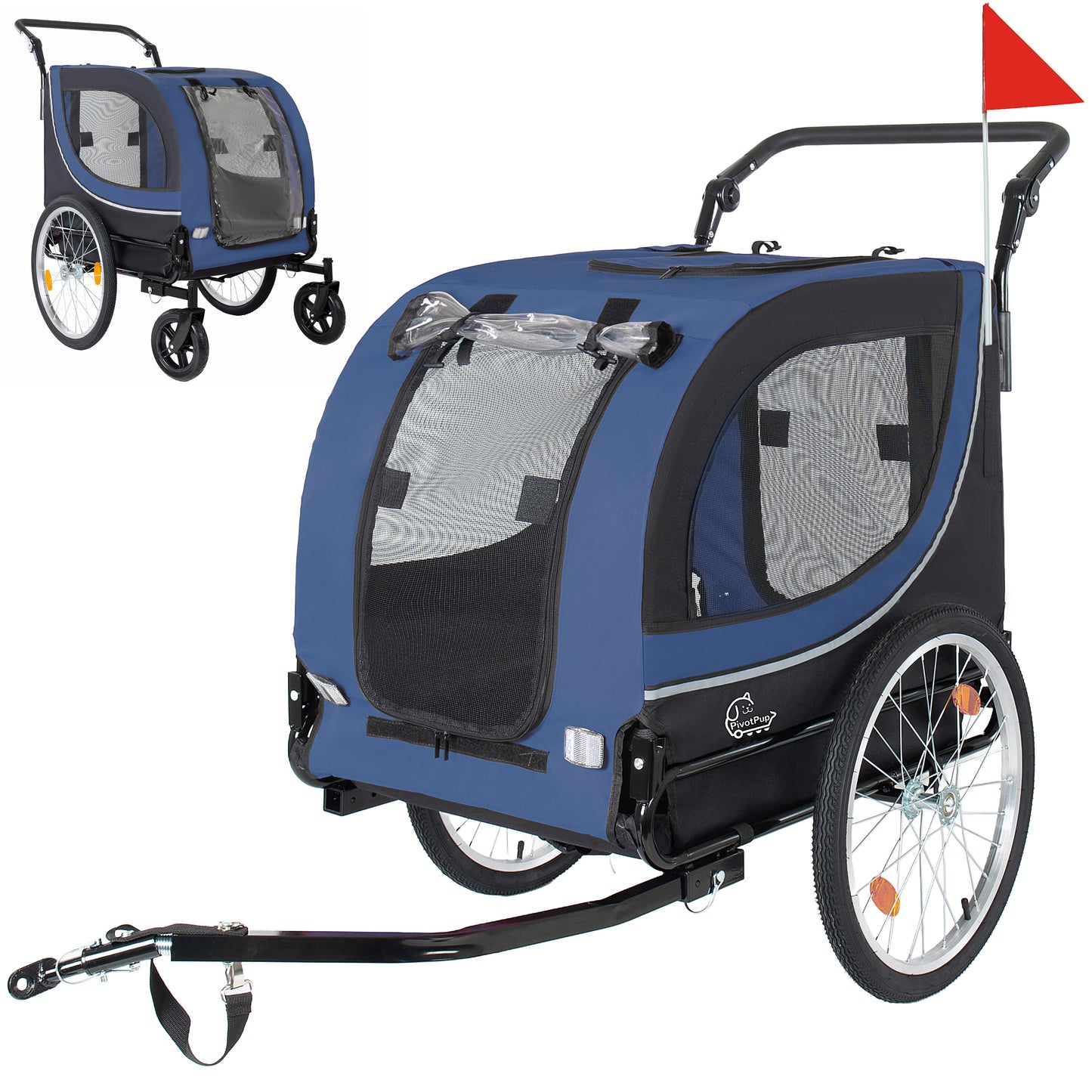 2-in-1 Bike Trailer & Pet Stroller For Dogs Up To 100lbs Foldable