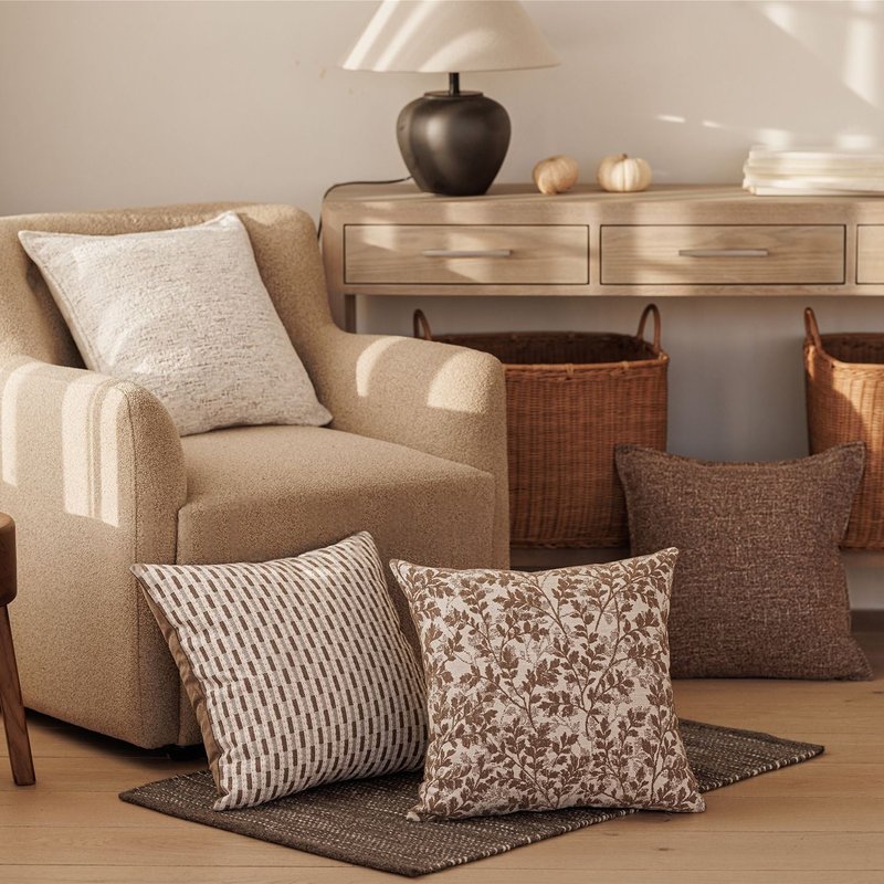 Earth Colored Throw Pillow Cover Set - Nordic Geometric Design, 45x45cm