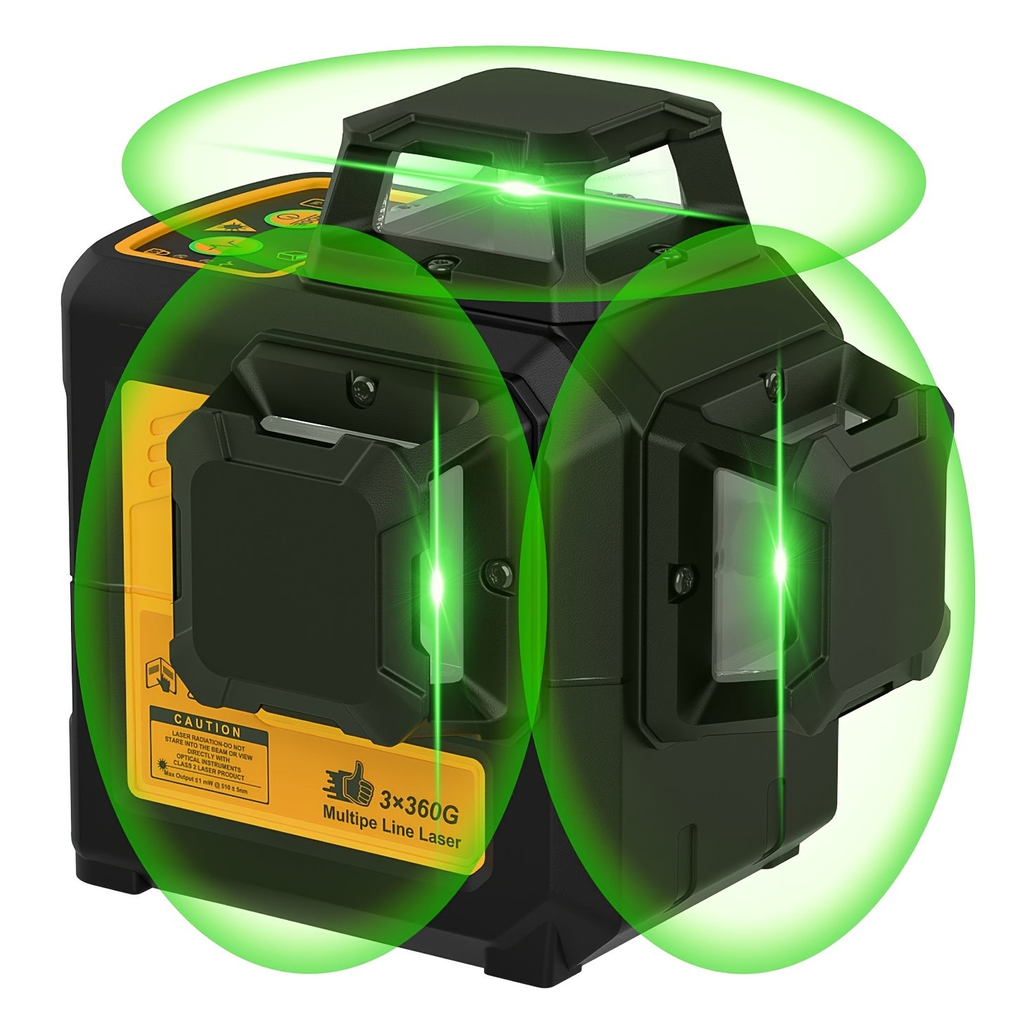 Self Leveling Laser Level Tool with 3x360° Green Lines, Magnetic Base, Rechargeable Battery, Model LL 3DG