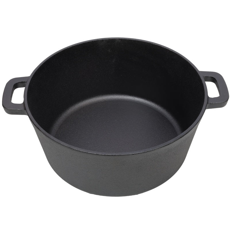 Pre-Seasoned Cast Iron Dutch Oven with Dual Handles - Black