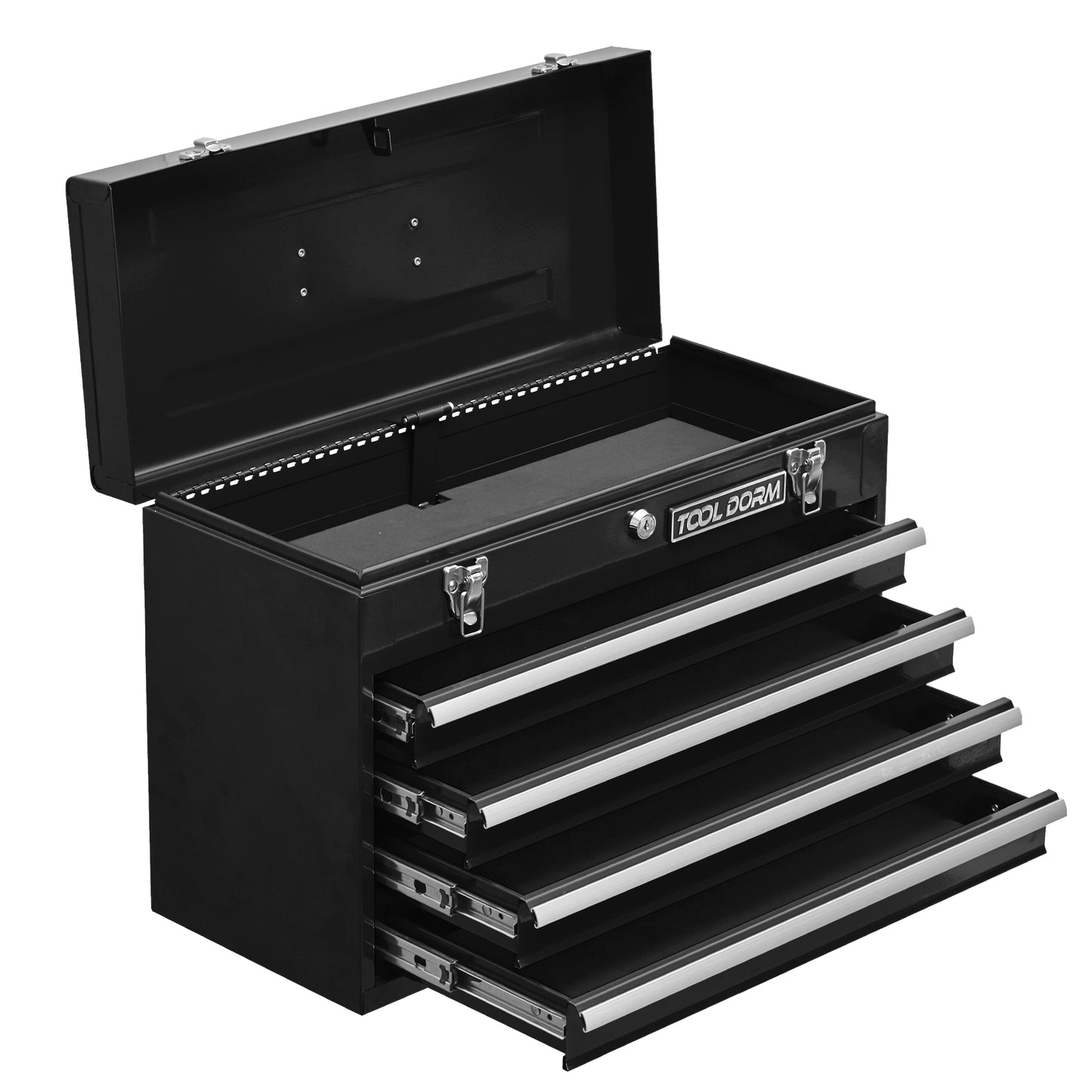 20.3-Inch Metal Tool Box with Drawers, Lockable Steel Chest for Garage and Workshop