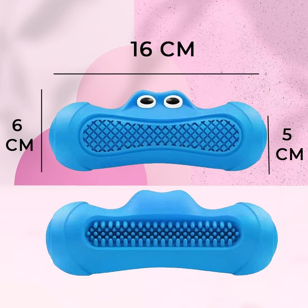 Dog Chew Toys Rubber Squeaky Monster Toy for All Breeds - Non Toxic, Durable, Blue