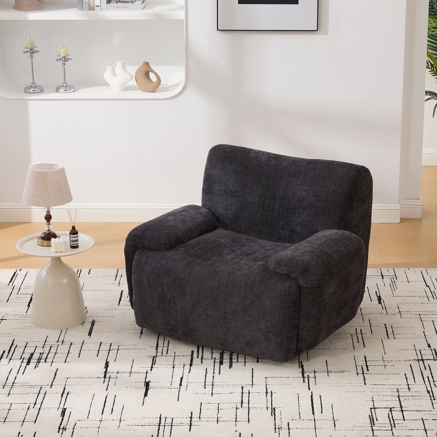 42" Wide Modern Upholstered Oversized Accent Chair - Black