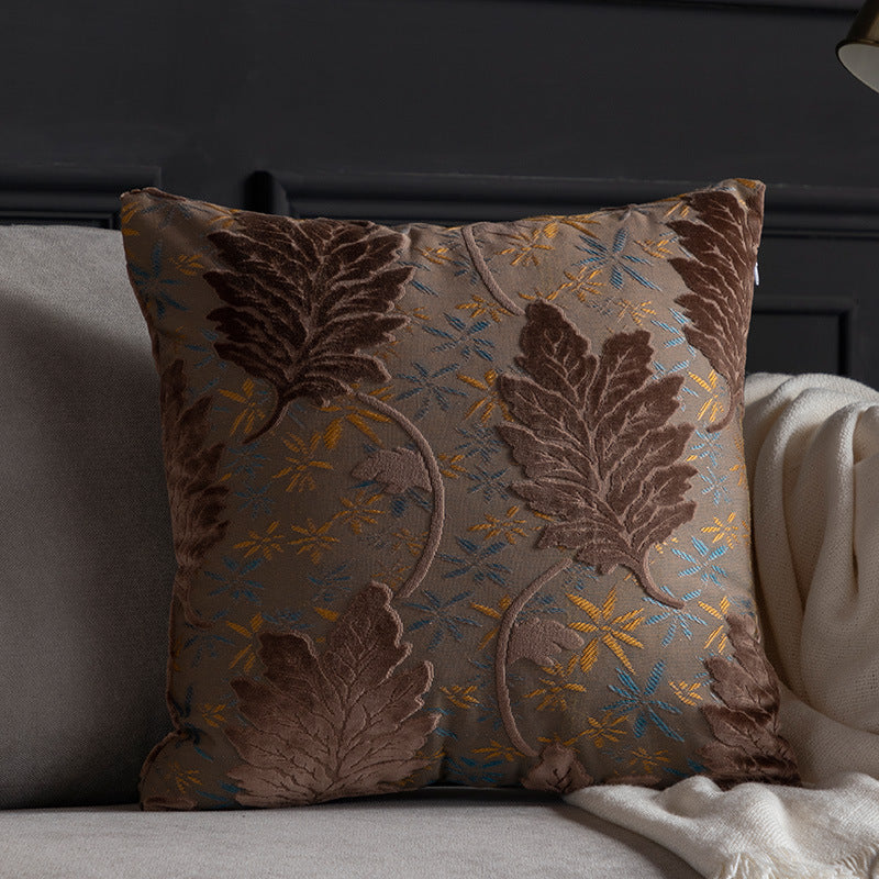 Jacquard Cut-Pile Throw Pillow Cover Sofa Backrest Cushion Home Decor