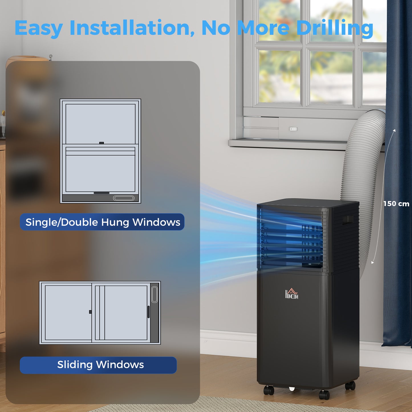 10000 BTU Portable Air Conditioner with Dehumidifier and Remote, Black